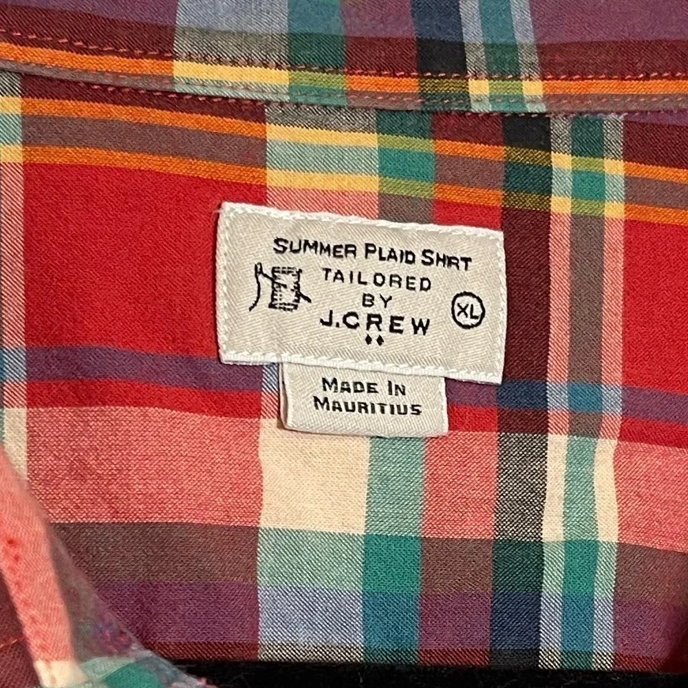 J. Crew Red and Green Plaid Casual Shirt